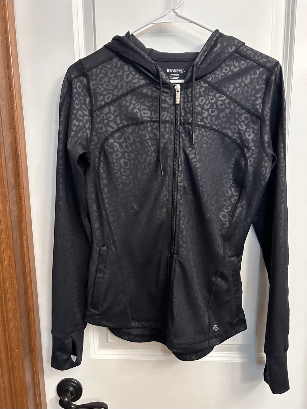 BuffBunny Black Leopard-Print Hooded Jacket